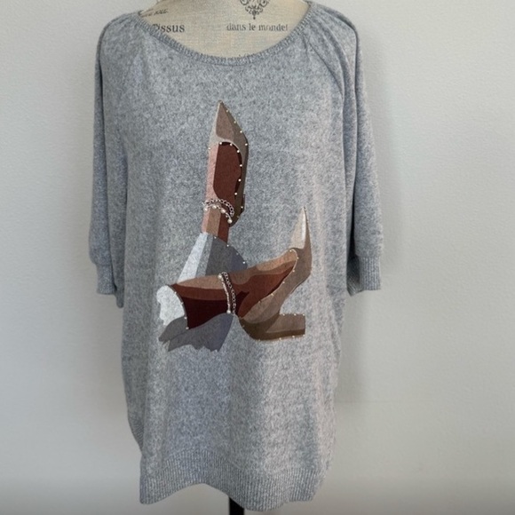 COPY - NWT! Love & Lace Womens Gray Large Stylish Top Super Soft Like Cashmere - Picture 1 of 14